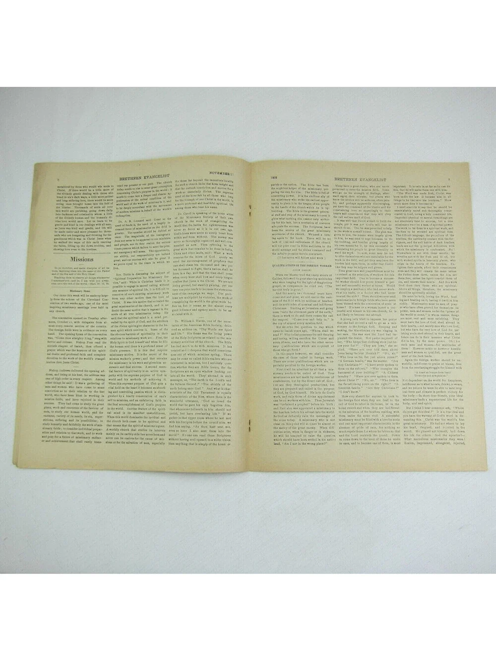 Brethren Evangelist Christian Newspaper Ashland Ohio Antique November 12th 1902